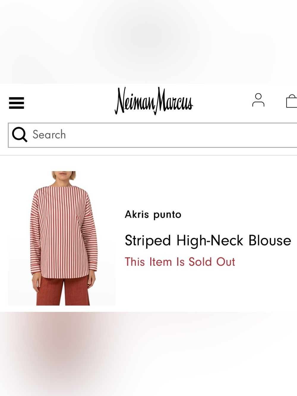 Akris Punto reddish rust and White Striped High-Neck Long Sleeve Top